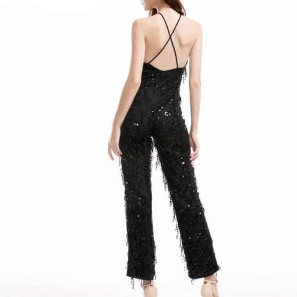 V neck sequin jumpsuit criscross - Picture 2 of 4